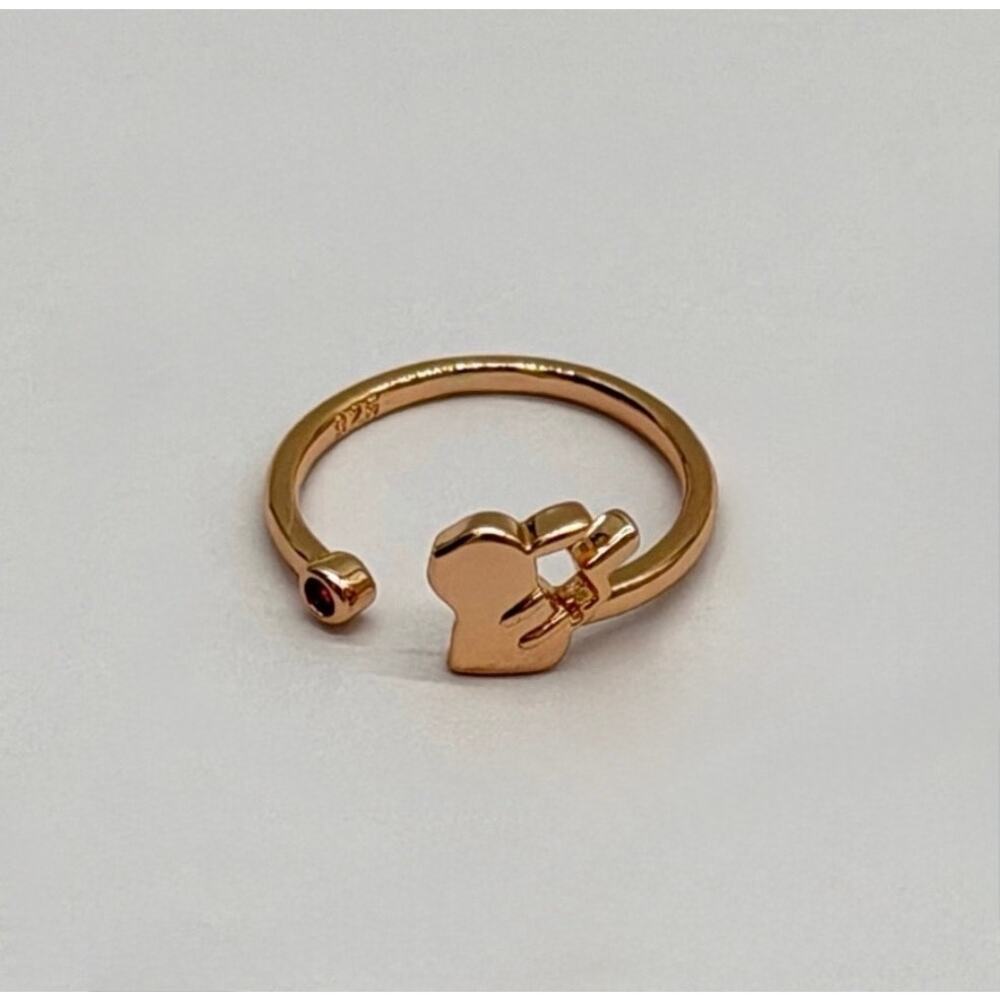 Pokemon Pikachu Ring Open Wrap Around Gemstone Rose Gold 925 Silver Size 6 NEW